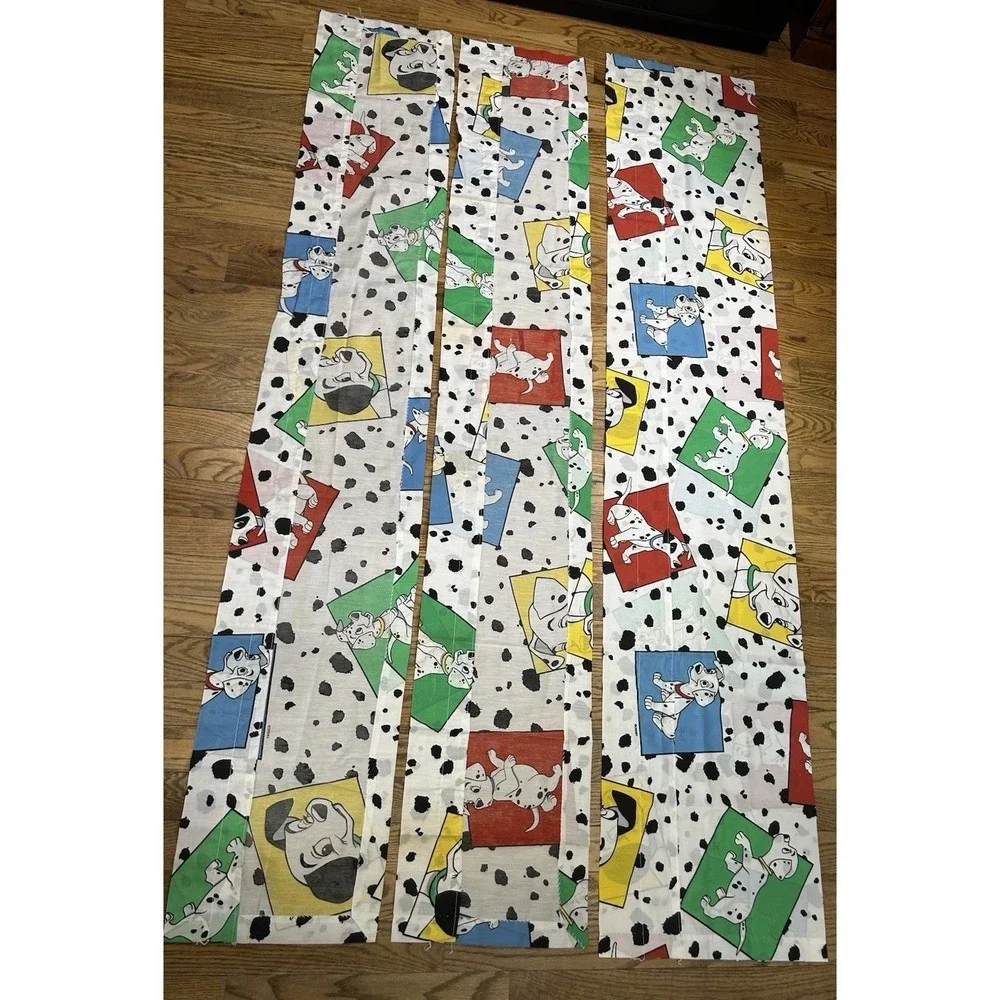 101 Dalmatians Unfinished Curtain Valances Unfinished Fabric Pieces Vintage 1993